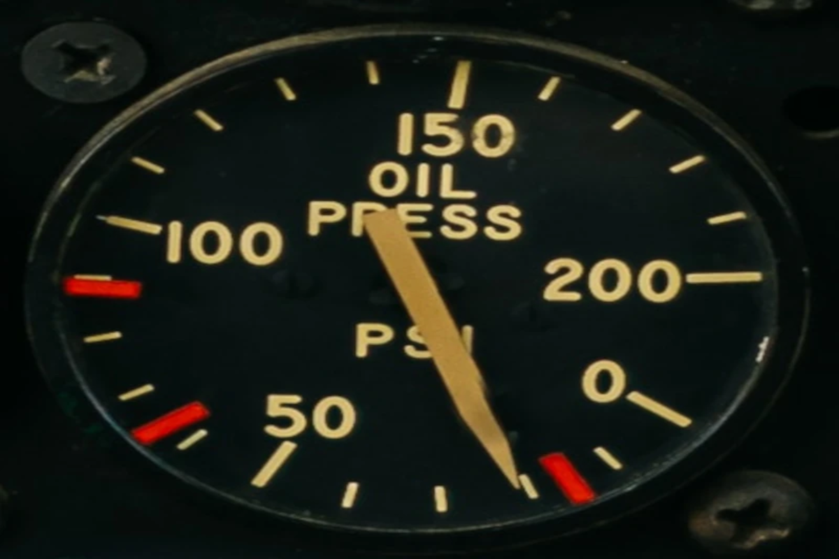 The oil pressure gauge drops when braking.