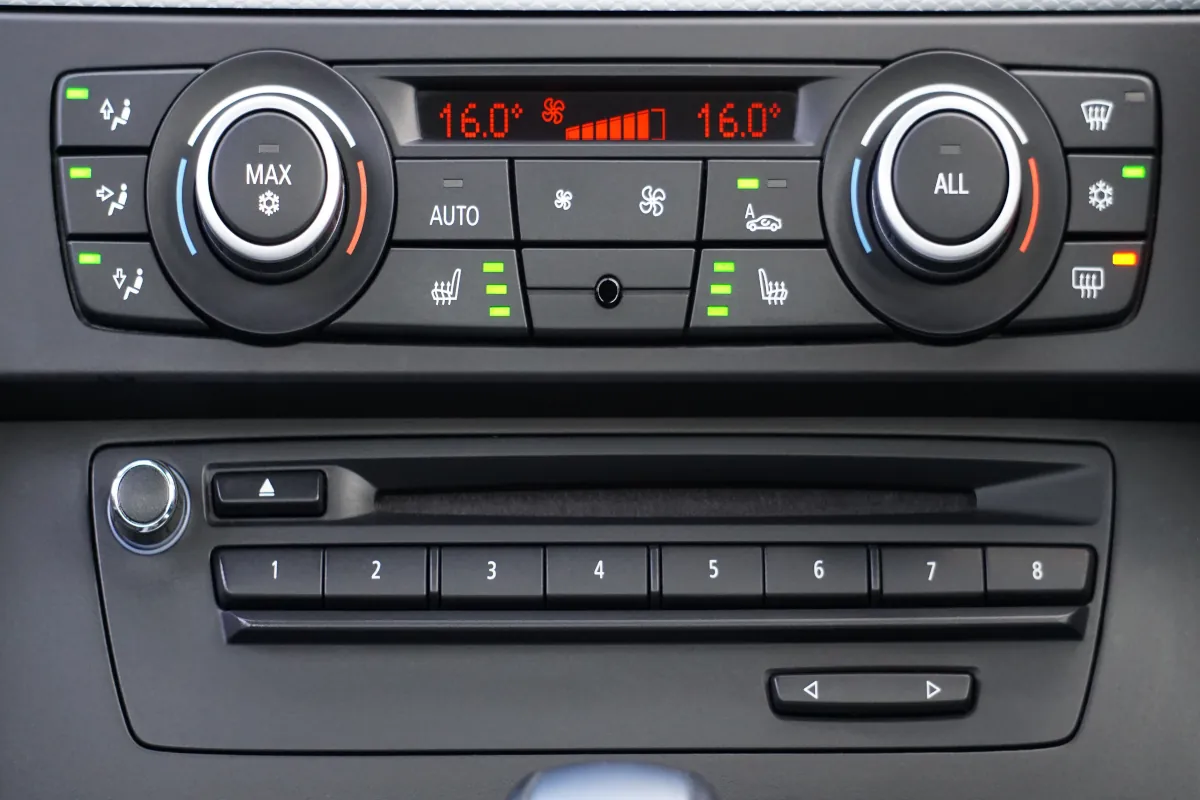 BMW car air conditioner switched on at 16 degrees.