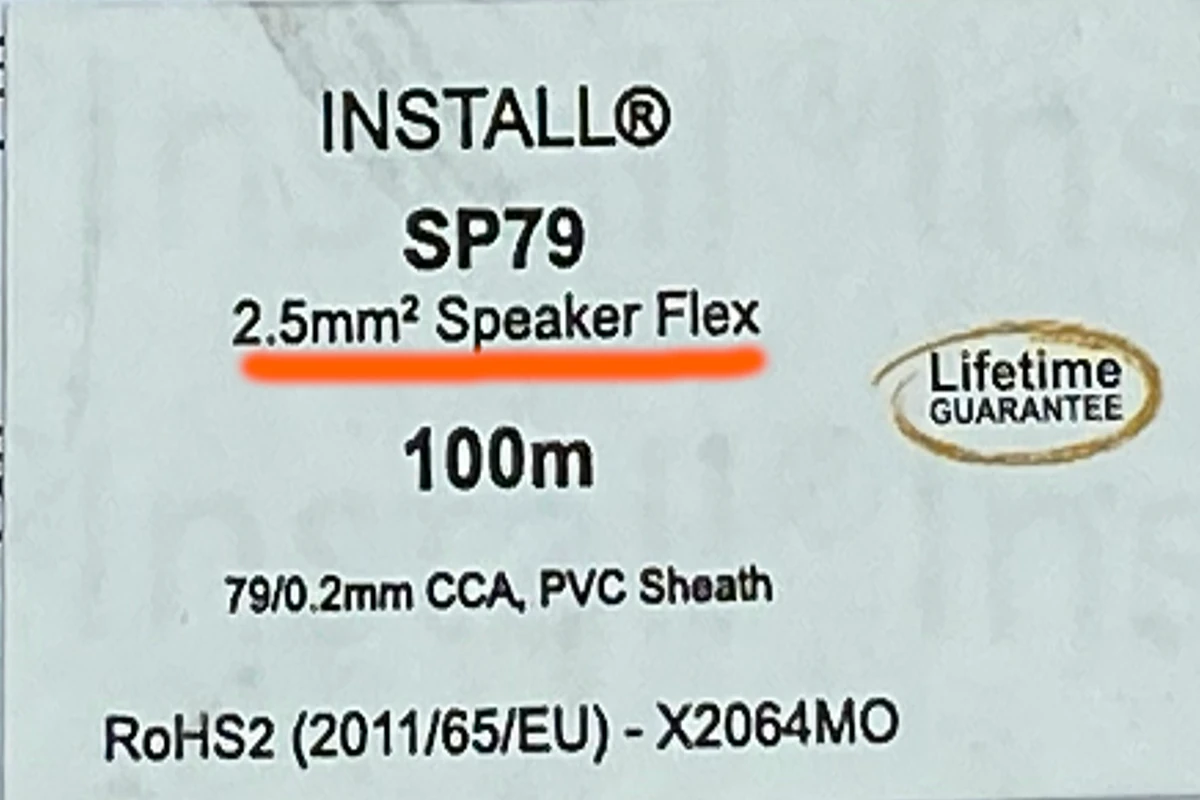 Car speaker 2.5mm sq flex cable/wire specifications