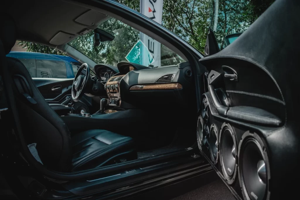 Car subwoofer on door panel