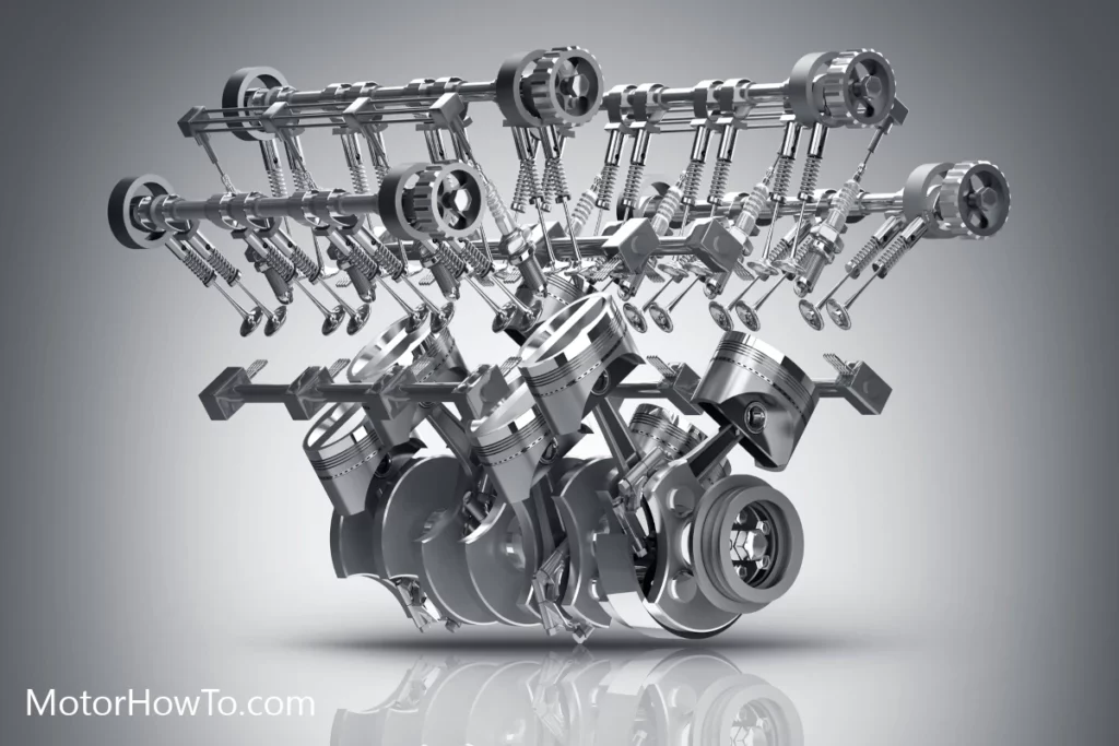 Car engine cross-section view