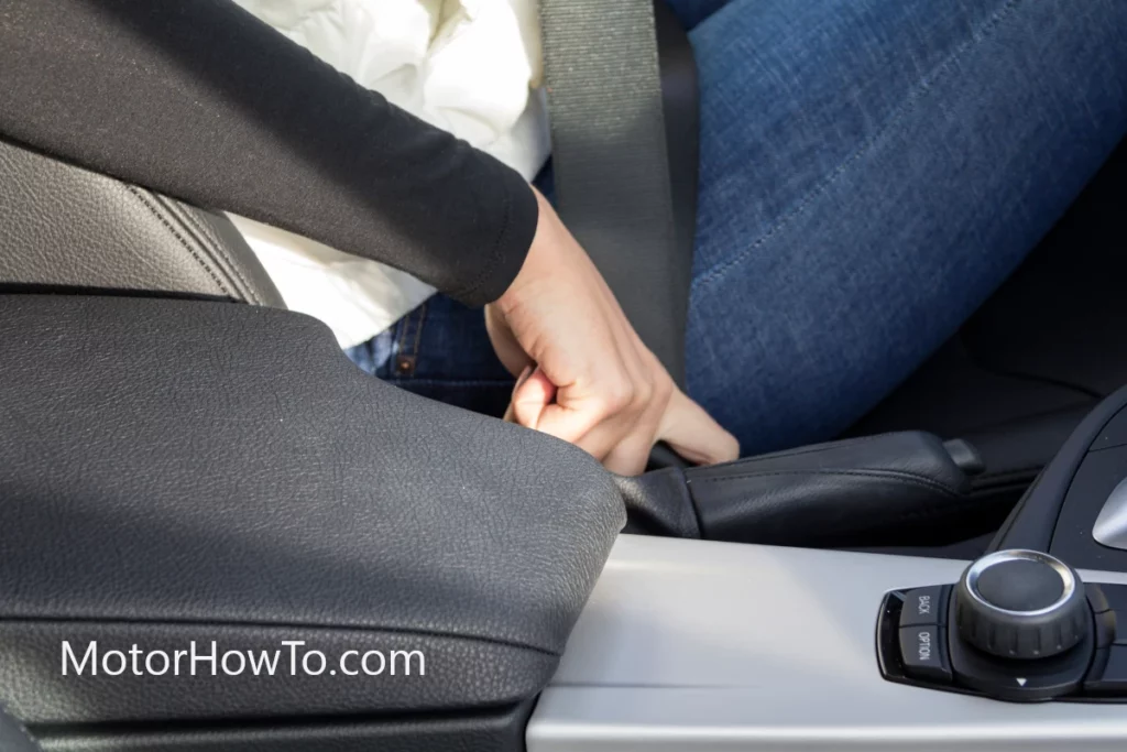 Car safety with girl wearing seatbelt