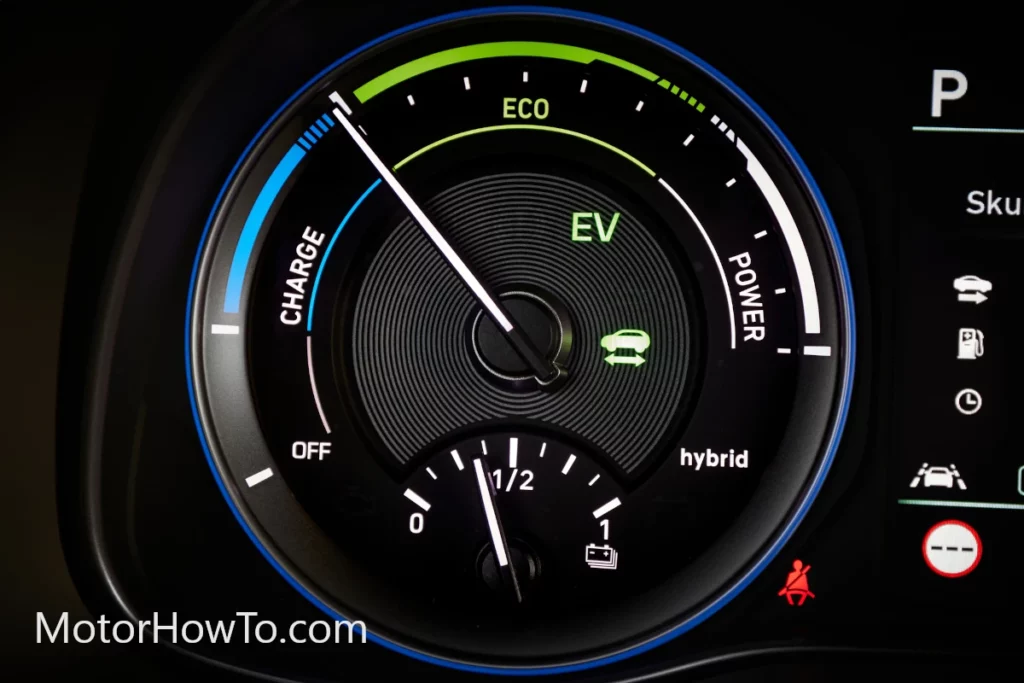 Green Car Symbol regen mode in EV showing on dashboard