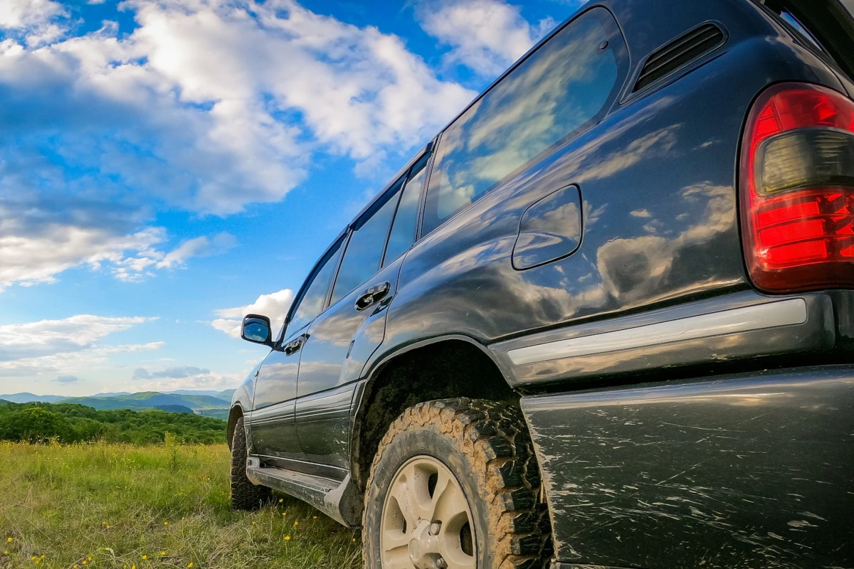 SUV side body in field