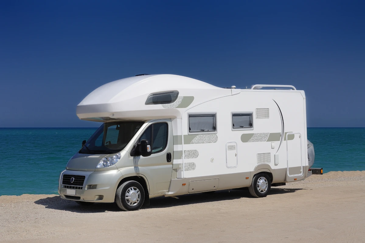 Camper van body & exterior parked at beach