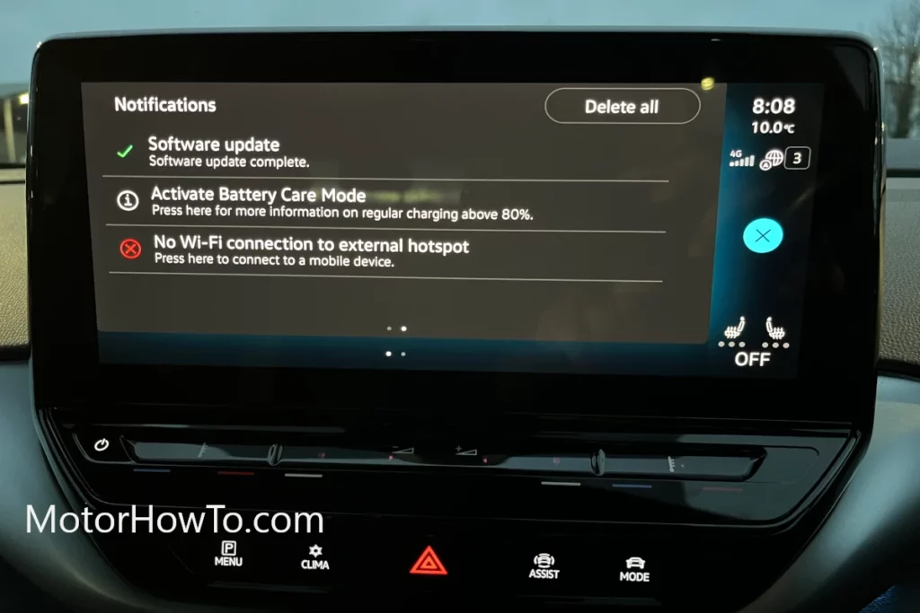 VW ID4 OTA Software update complete