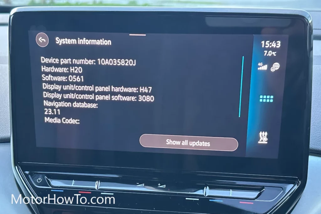 VW ID4 Software Version 3.2(0561)